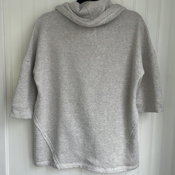 CUPIO cropped short sleeve funnel neck drawstring exposed seam metallic thread S - Picture 5 of 13